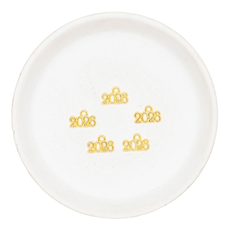 Gold 2026 Alloy Charm 9x14mm (Package of 5)
