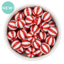 Red and White Beach Ball Beads 16mm (Package of 10)