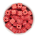 Red and White Check Square Beads 14mm Square, 16mm Diagonal (Package of 10)