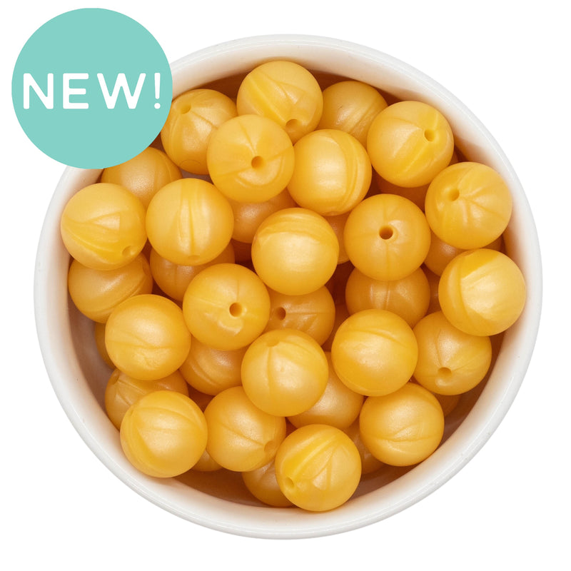 Gold Pearlized Silicone Beads 15mm (Package of 10)