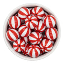 Red and White Beach Ball Beads 20mm (Package of 10)