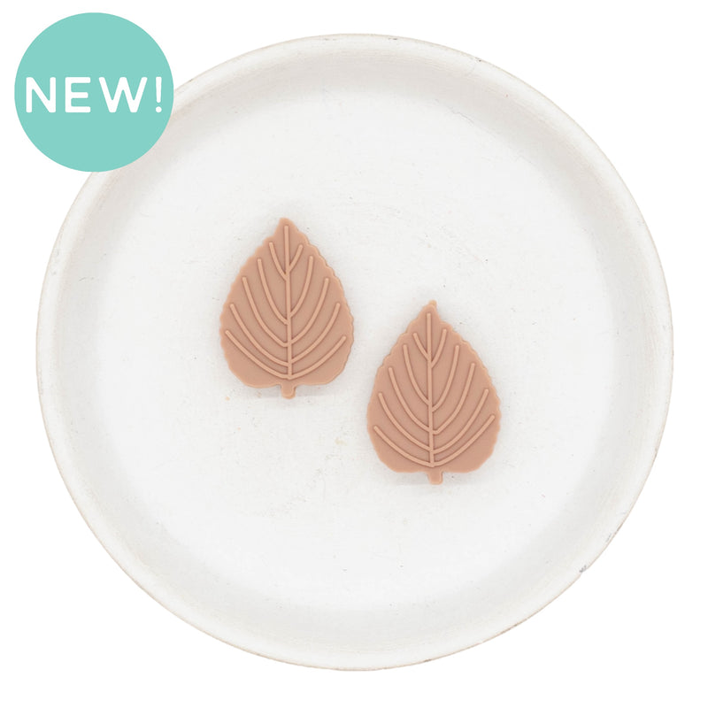 Latte Leaf Silicone Focal Bead 29x22mm (Package of 2)