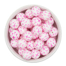 Pink Cross Printed Silicone Beads 15mm (Package of 10)