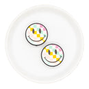 Multicolor Check Smiley Silicone Focal Bead 30mm (Package of 2)