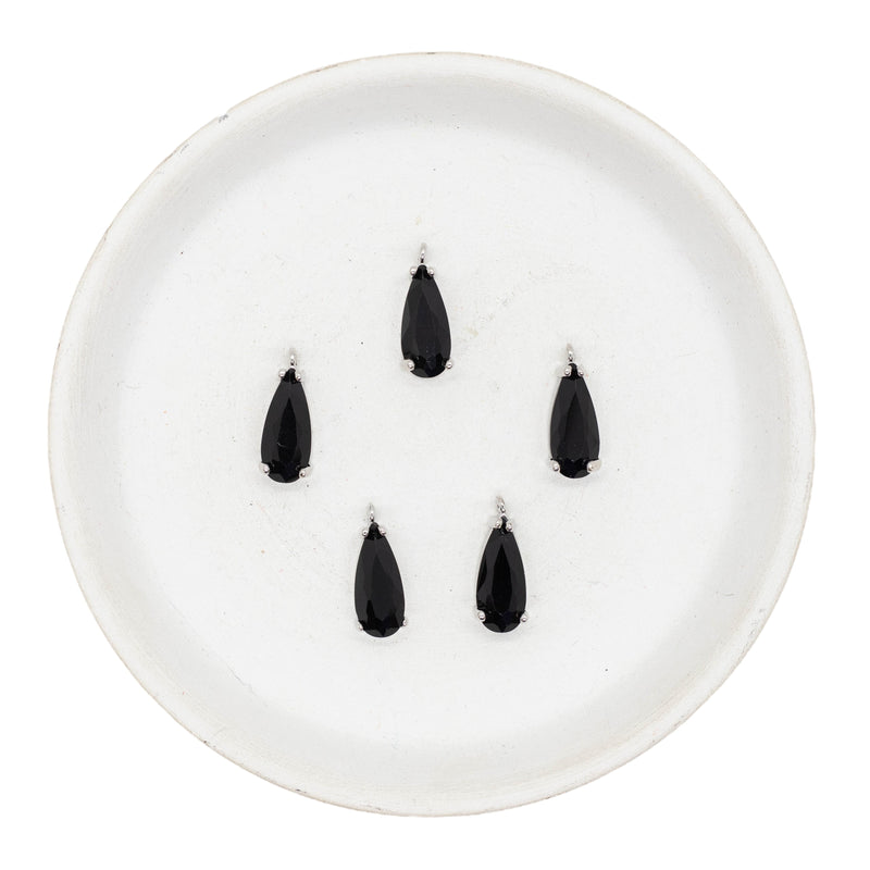 Black Crystal Drop Charm 7x18mm (Package of 5)