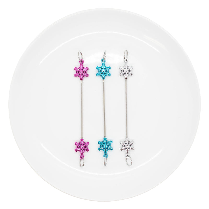 Snowflake Double Jump Ring Ends Beadable Bar - Add to your project of choice! (Package of 1)