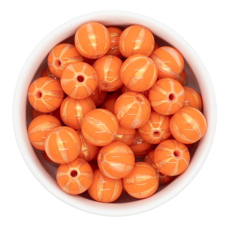 Orange & Gold Shimmer Beach Ball Beads 16mm (Package of 10)