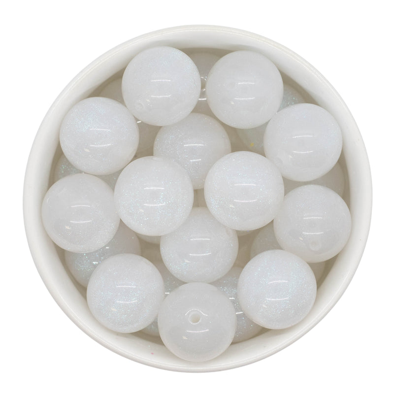 White Cosmic Glitter Beads 20mm (Package of 10)