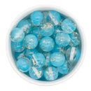 Turquoise Glitter & Clear Duo w/Gold Fleck Beads 16mm (Package of 10)