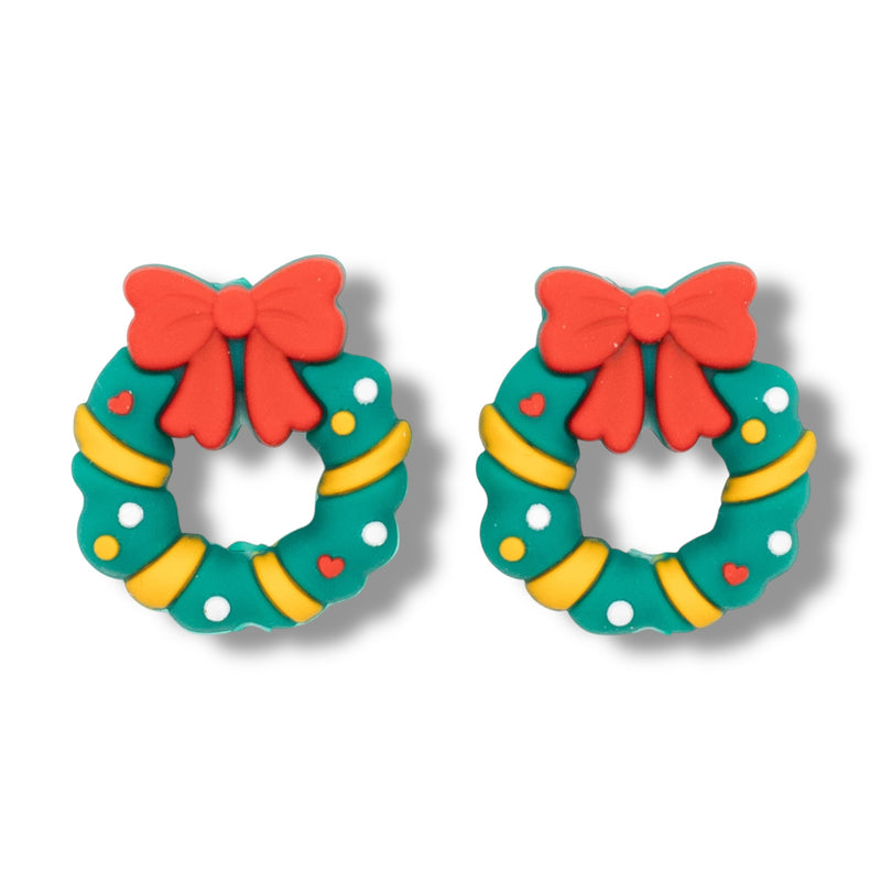 3-D Wreath Silicone Focal Bead 28x25x10mm (Package of 2)