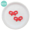 Red Dotted Bow Silicone Focal Bead 34x19mm (Package of 2)