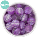 Lilac & Clear Shimmer Duo w/Silver Foil Beads 20mm (Package of 10)