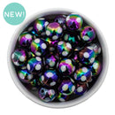 Black Iridescent Printed Polka Dot Beads 16mm (Package of 10)