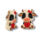 3-D Sitting Cow w/Red Heart & Bow Silicone Focal Bead 30x28x17mm (Package of 2)