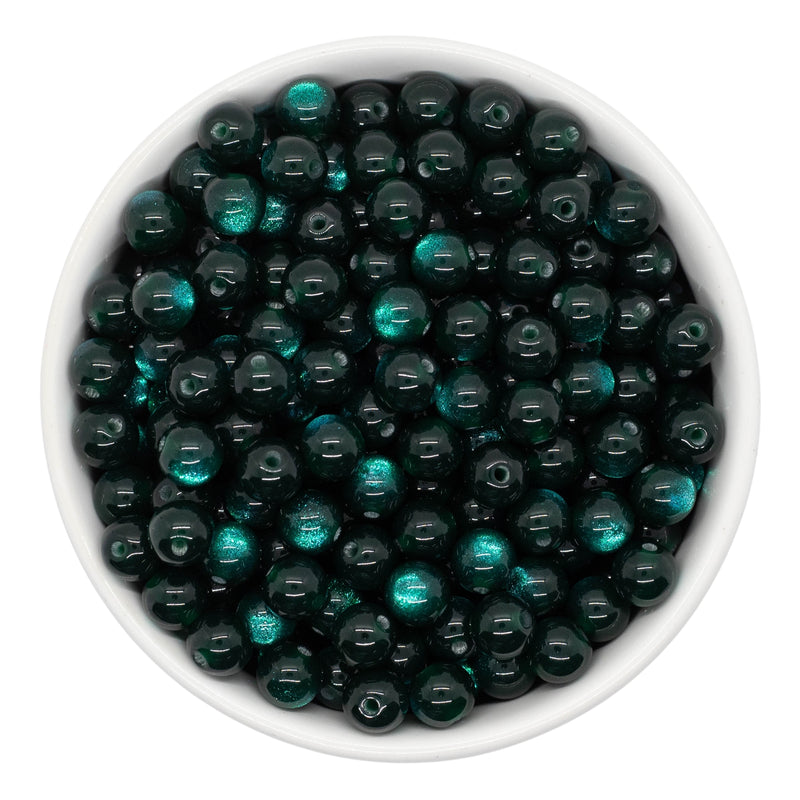 Forest Green Shimmery Cat's Eye Beads 8mm (Package of Approx. 50 Beads)