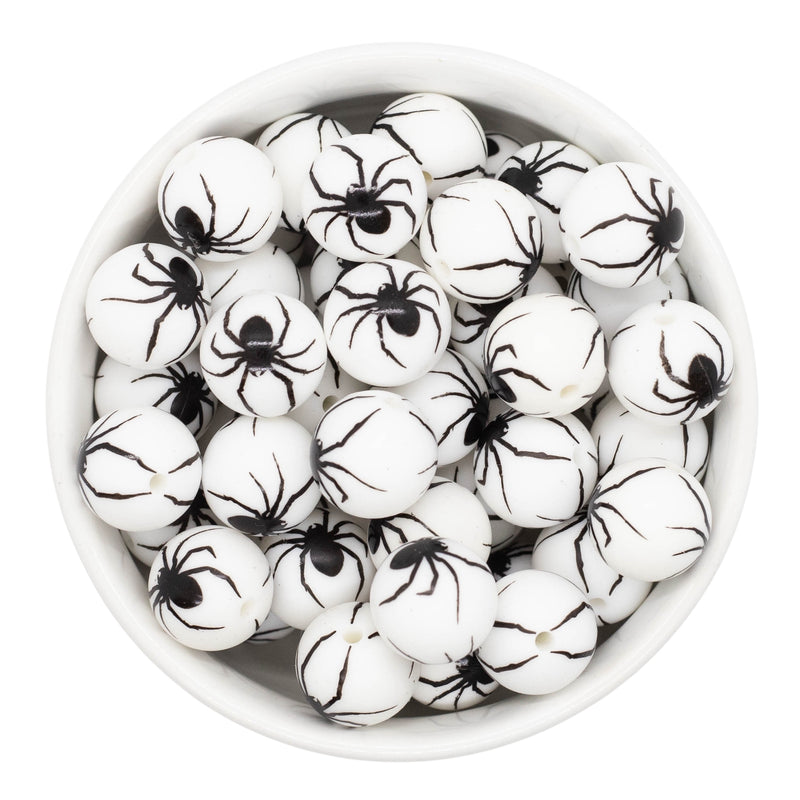 Spider Printed Silicone Beads 15mm (Package of 10)
