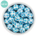 Iridescent Light Blue Gingham Beads 16mm (Package of 10)