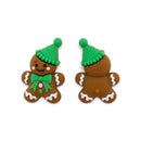 3-D Green Hat Gingerbread Man Silicone Focal Bead 31x21x13mm (Package of 2)