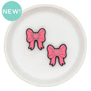 Pink Heart Bow Silicone Focal Bead 28x25mm (Package of 2)