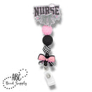 Black & White Check Bow Nurse Acrylic Accent 41x49mm (Package of 1) - ABC Exclusive