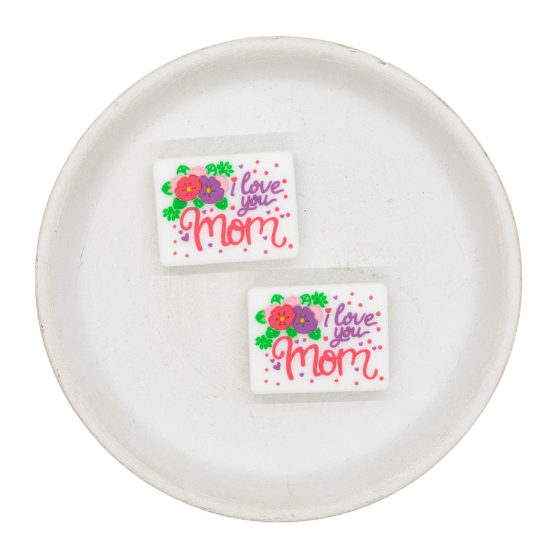 I Love You Mom Silicone Focal Bead 23x30mm (Package of 2)