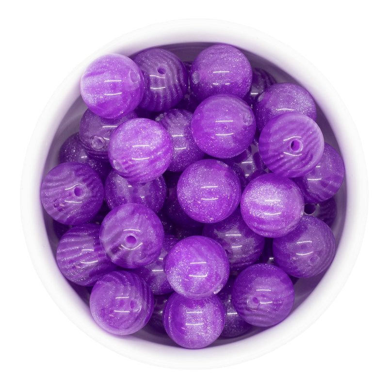 Purple Glittery Ripple Beads 16mm (Package of 10)