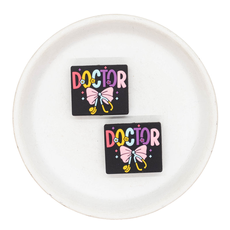 Doctor Stethoscope Bow Silicone Focal Bead 26x29mm (Package of 2)