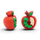 3-D Worm in Apple Silicone Focal Bead 23x19x17mm (Package of 2)