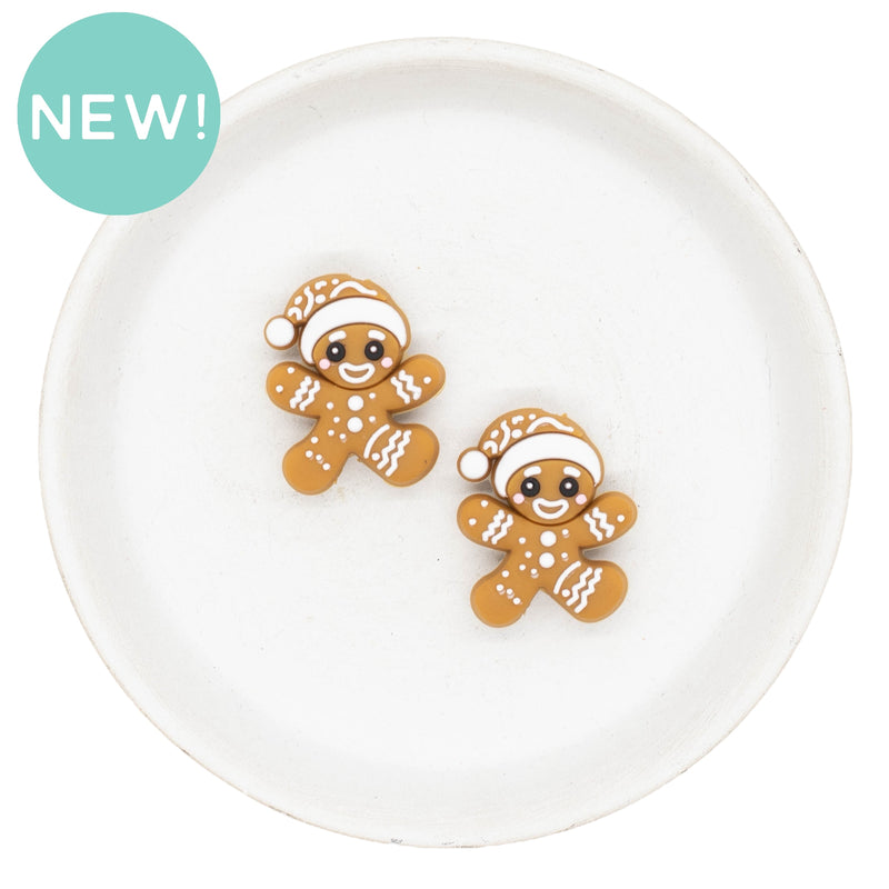 White Icing Gingerbread Silicone Focal Bead 28x23mm (Package of 2)