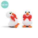 3-D Duck w/ Red Bow Silicone Focal Bead 35x20x21mm (Package of 2)