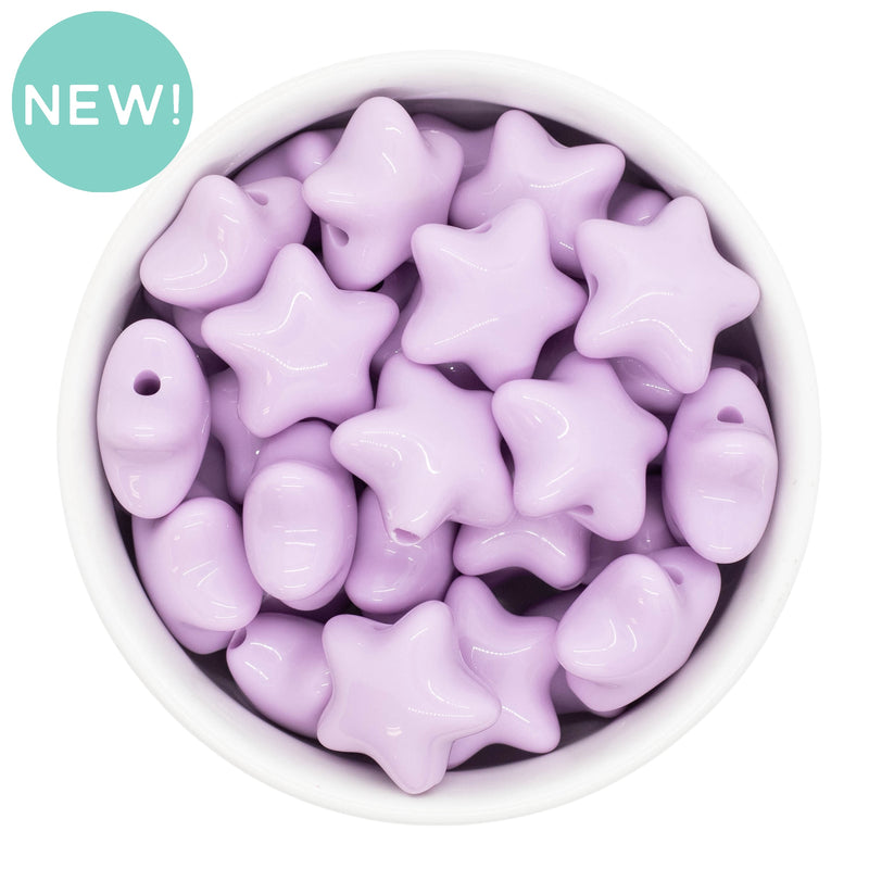 Lavender Solid Star Bead 21mm (Package of 5)