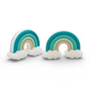 3-D Teal Rainbow w/Clouds Silicone Focal Bead 43x30x17mm (Package of 2)