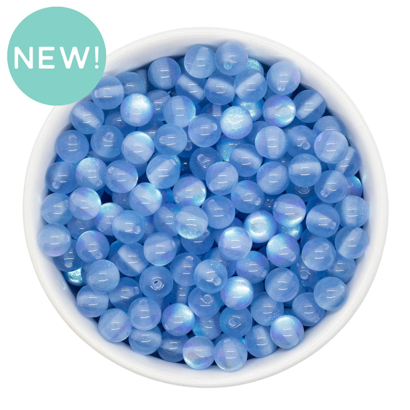 Sky Blue Shimmery Cat's Eye Beads 8mm (Package of Approx. 50 Beads)