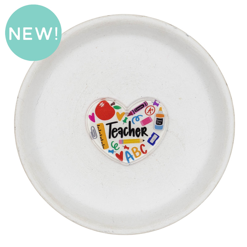 Transparent Background Teacher Supply Heart Acrylic Accent w/Hole 40x33mm (Package of 1)