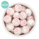 Light Pink Blossoms Overlay Printed Beads 20mm (Package of 10)
