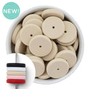 Beige Coin Silicone Spacer Beads 25x5mm (Package of 5)