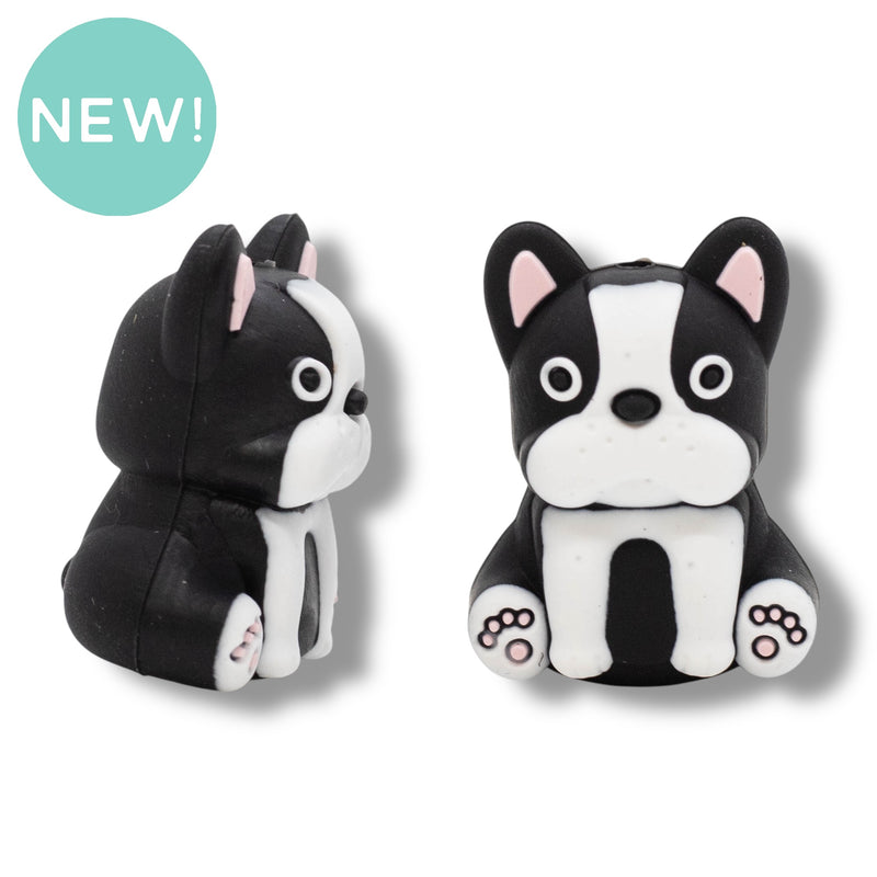 3-D Sitting Dog Silicone Focal Bead (Package of 2)