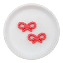 Red Dotted Bow Silicone Focal Bead 34x19mm (Package of 2)