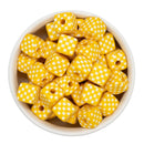 Yellow and White Check Square Beads 14mm Square, 16mm Diagonal (Package of 10)