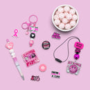 Pink Ribbon Print Beads 20mm (Package of 10)