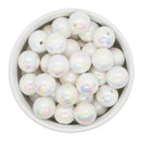 White Iridescent Crinkle Textured Beads 16mm (Package of 10)