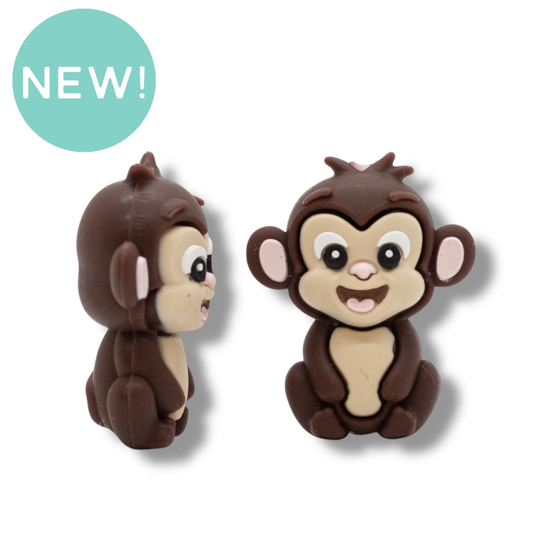 3-D Monkey Silicone Focal Bead 32x26x15mm (Package of 2)