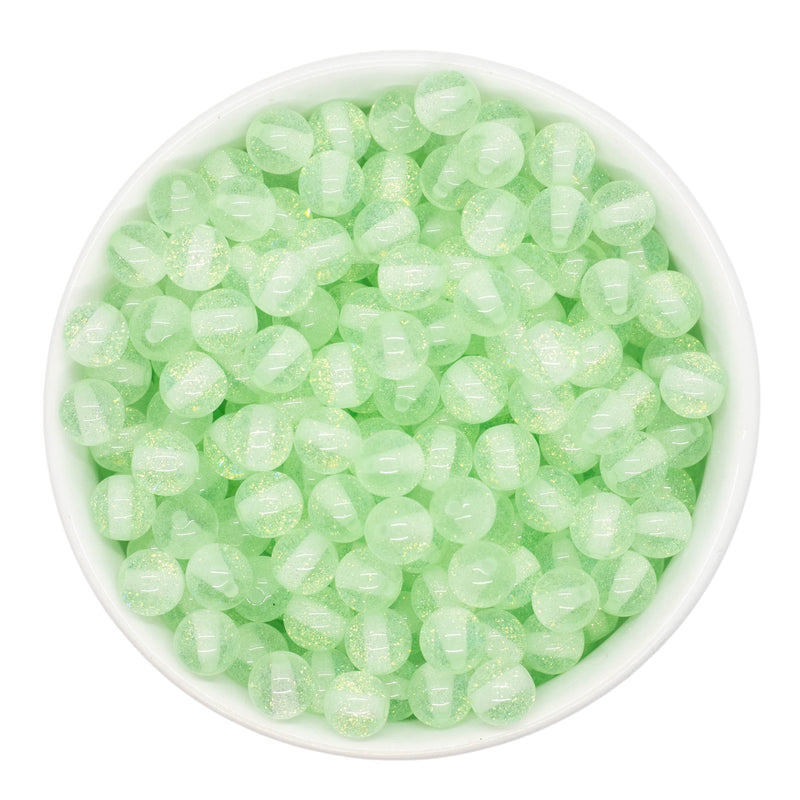 Pistachio Super Glitter Beads 8mm (Package of Approx. 50 Beads)