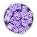 Purple Animal Print Square Beads 16mm Square, 20mm Diagonal (Package of 10)