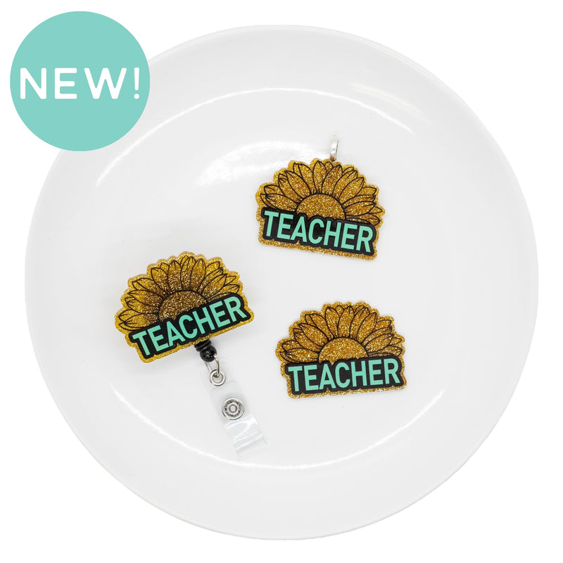 Teacher Half Sunflower Acrylic Accent 52x38mm (Package of 1)