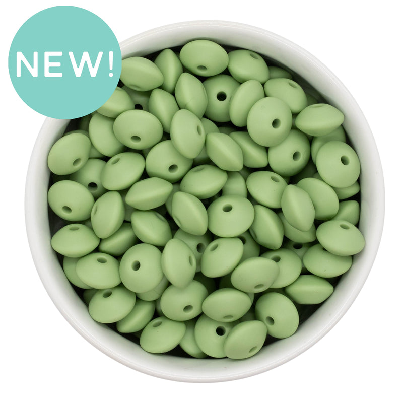 Moss Green Silicone Lentil Beads 7x12mm (Package of 20)