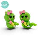 3-D Bookworm with Pencil Silicone Focal Bead 29x22x14mm (Package of 2)