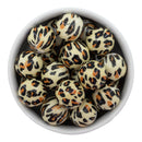 Beige & Tawny Brown Leopard Printed Beads 20mm (Package of 10)
