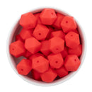Red Hexagon Silicone Beads 14.5mm - Flat Top (Package of 5)