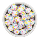 Pastel Hearts Printed Silicone Beads 15mm (Package of 10)